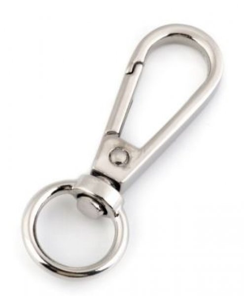 Karabinerhaken - 12mm Fädelloch - silber dünn